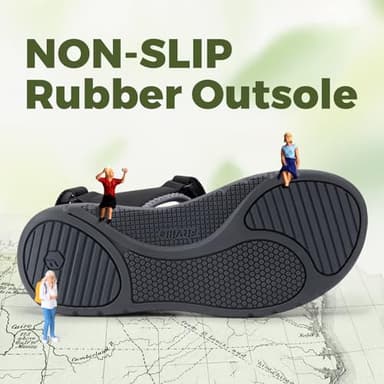 FitVille Women's Orthopedic Wide Sandals Strappy Arch Support Flat Sandals for Plantar Fasciitis & Swollen Feet | Adjustable Ankle Strap (Black, 9 Wide) - Image 5