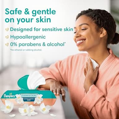 Pampers Wipes, Clean & Calm, Cotton Blossom Scent, 168 Wipes Total (3X Pop-Top Packs) - Image 2