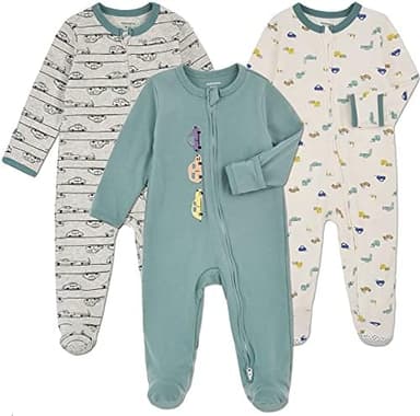 Aablexema Baby Footie Pajama with Mitten Cuffs, Double Zipper Infant Cotton clothes Sleeper Pjs, Footed Sleep Play - Image 3