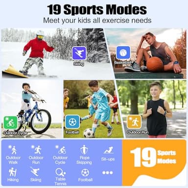 meoonley Kids Watch for Girls Boys with IP68 Waterproof, Girls Watch with 19 Sports Modes, Sleep Tracking, Pedometer, Stopwatch, Kids Activity Tracker Birthday Gifts for Boys Age 6-15 Years Old - Image 3