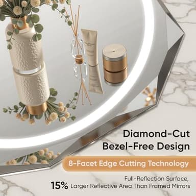 Homsion 24"X36" Oval LED Bathroom Mirror with Lights, Frameless Vanity LED Mirror for Bathroom with Beveled Edge, Backlit Anti-Fog, Dimmable, 3 Colors, Memory Function, Tempered Glass, Shatter-Proof - Image 3