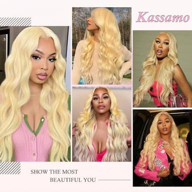 Kassamo 613 13x6 Lace Front Wig Human Hair 250 Density Body Wave Lace Front Wigs Human Hair Pre Plucked Blonde Wig Human Hair HD Lace Frontal Wigs 22 Inch - Image 4