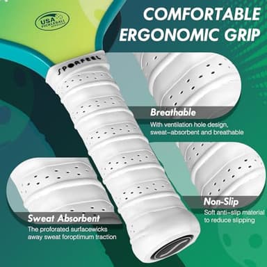 Pickleball Paddles Set of 2, USAPA Approved Fiberglass Pickleball Paddle Sets, 2 Pickleball Rackets with 4 Balls and 1 Bag, Pickleball Set for Men Women Beginners, Suitable to Outdoor Indoor (Green) - Image 3