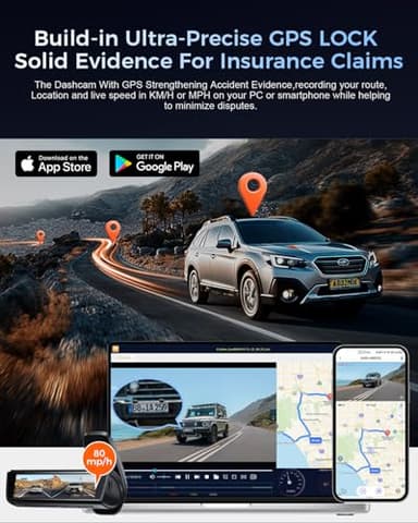 OVAMAN K600 4k Dash Cam Front and Rear, 3.59" IPS Screen, Built-in GPS 5G WiFi Dash Camera for Cars with App, UHD 2160P Night Vision Free 64G SD Card, 170° Wide Angle, HDR, 24H Parking Mode - Image 3