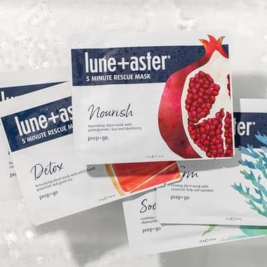 Lune+Aster 5 Minute Rescue Mask - Nourish | Antixoidant Sheet Mask with Pomegranate, Acai, and Blackberry. For premature aging and free radical damage. - Image 6