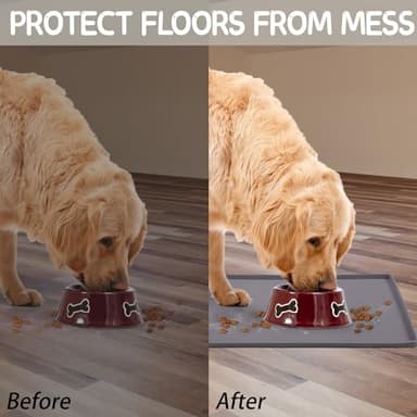 MateeyLife Silicone Cat & Dog Food Mat for Floors Waterproof, Anti-Slip Dog Bowl Mats for Food and Water, Pet Feeding Mats with Lip to Prevent Spills, Pet Placemat for Messy Drinkers to Protect Floors - Image 6