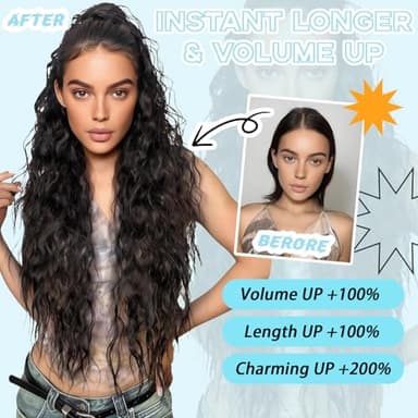 Ponytail Extension, Claw Clip on Pony tails Hair Extension for Women 28 Inch Long Wavy Curly Fake Ponytail Clip in Hair Pieces for Women Fluffy Natural Looking (Black, 28 Inch) - Image 4