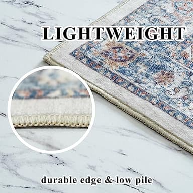 Washable 3x18 Hallway Runner Rug: Vintage Low Pile Soft Kitchen Entry Runner Long Non-Shedding Distressed Carpet for Living Room Dining Room Non Slip Thin Floor Mat for Bathroom Bedroom (3X18, Brick) - Image 5