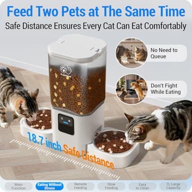 Frienhund Automatic Cat Feeder 2 Cats with Slow Feed: Dual Automatic Dog Feeder with 5G WiFi, Cat Food Dispenser with APP Control for Multiple Pets, Detachable for Easy Clean,Large Food Storage-29 Cup - Image 3