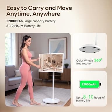 32-Inch Portable Smart TV on Wheels with Touch Screen Monitor | 8G RAM +128G Storage | 8-core CPU Qualcomm | Built-in 8-10H Battery | 8MP Webcam | Android 13 OS | Full Swivel Rotation | Remote Control - Image 5
