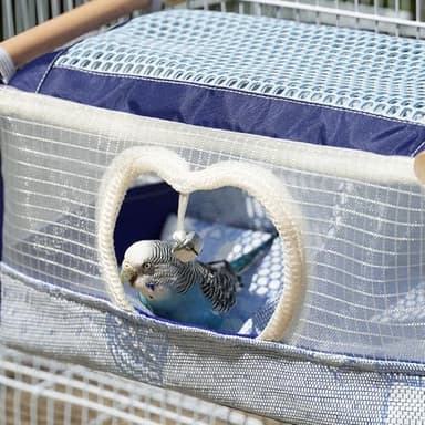 ABLAZEZAI Bird Mesh Nest Bed, Parrot Breathable Cage Hanging Hammock, Small Pets House Cave Hut for Budgie Lovebird Cockatiel Conure Guinea Pig Sugar Glider (Small) - Image 7