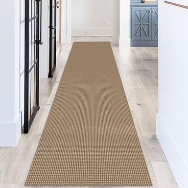 KOZYFLY Long Runners for Hallways 3x12 ft Washable Kitchen Runner Non Slip Rubber Backed Hallway Rugs Cotton Entryway Runner Rug Floor Carpet for Indoor Hall, Backdoor, Kitchen, Tan/Orange/Brown - Image 8
