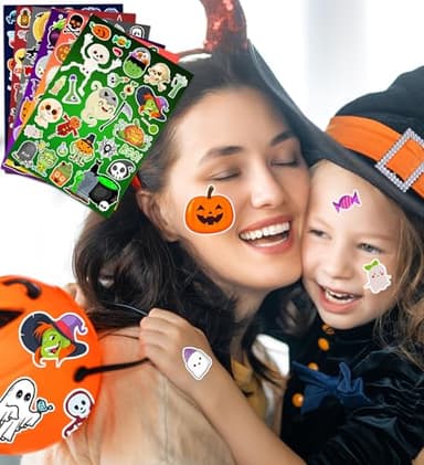 Halloween Stickers & Party Favors - 18 Sheets, 500PCS Vinyl Waterproof Stickers for Kids' Games, Treats & Decorations - Image 2
