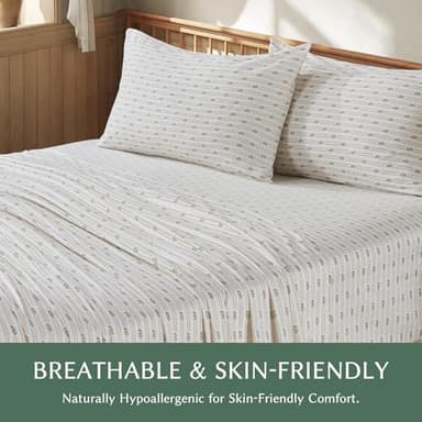 HYPREST 100% Cotton Sheets Queen - 600 TC Deep Pocket Queen Sheets up to 18", Striped Patterned Crispy Percale Queen Sheets Soft Breathable Durable - Image 5