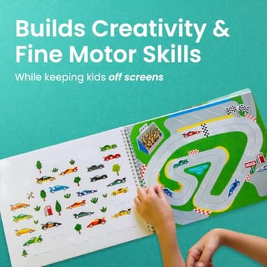 CUPKIN Sticker Book for Kids 2-4, 500+ Kids Stickers, Cars, Trucks, Planes & Trains 12 Coloring Pages 12 Side by Side Scenes, Fun Toddler Travel Activity Coloring and Sticker Books for Ages 4-8 + 8-10 - Image 3