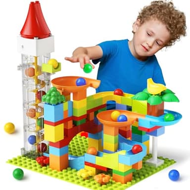 Marble Run Toy Motorized Elevator Marble Maze Kit with Perpetual Motion Machine, Building Block Educational Construction Game Playset STEM Learning Hand Eye Coordination Training Unlimited DIY - Image 1