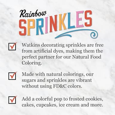 Watkins Rainbow Decorating Sprinkles, No Artificial Dyes, Kosher, 3.4 Ounce Jar, 1-Pack - Image 6