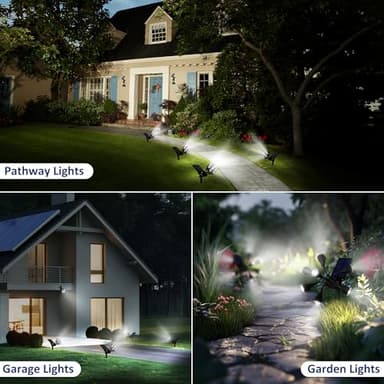 Solar Lights Outdoor Waterproof IP68, 360° Adjustable 4 Modes Solar Powered Spot Lights for Yard Garden Landscape, Bright Led Flood Lightings for Outside Wall Tree House Pathway (Cold White/2 Pack) - Image 8