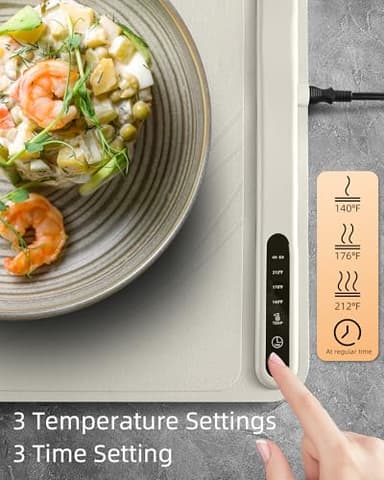 Silicone Electric Warming Mat for Food 3-Temperature,Food Warmer for Buffet Parties, Restaurants & Dinner, Easy-to-Clean Heating Tray to Keep Meals Warm 15.7”x23.6”(Skiing&Gray) - Image 3