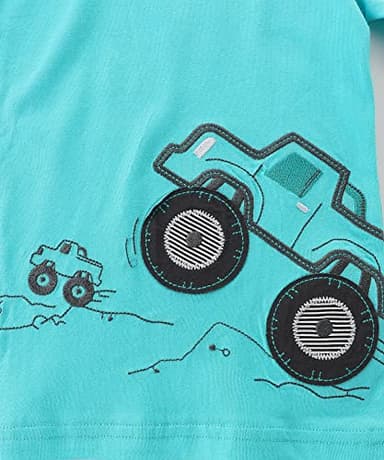 Toddler Boy's Summer Clothes Outfits,T-shirt and Short Clothing Set Green Truck 4t - Image 4