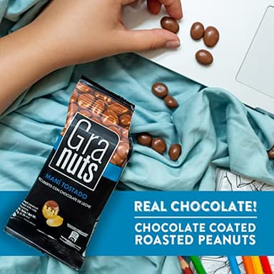 Granuts Chocolate Coated Roasted Peanuts |On-the-Go Snack | Real Chocolate | 1.76 Oz (10 Inner Packs) - Image 4