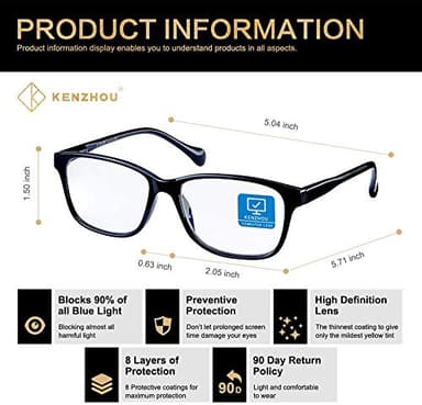 K KENZHOU Blue Light Blocking Computer Glasses 1 Pack Decrease Eye Eyestrain Unisex(Men/Women) (C2) - Image 6