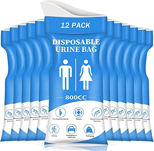 DIBBATU Disposable Urine Bag,12 PCS 800ML for Travel, Emergency Portable Pee Bag and Vomit Bags, Unisex Urinal Bag as Toilet Bag Suitable for Camping, Traffic Jams Pregnant, Patient, Kids - Image 1