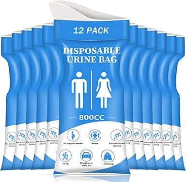 DIBBATU Disposable Urine Bag,12 PCS 800ML for Travel, Emergency Portable Pee Bag and Vomit Bags, Unisex Urinal Bag as Toilet Bag Suitable for Camping, Traffic Jams Pregnant, Patient, Kids - Image 1