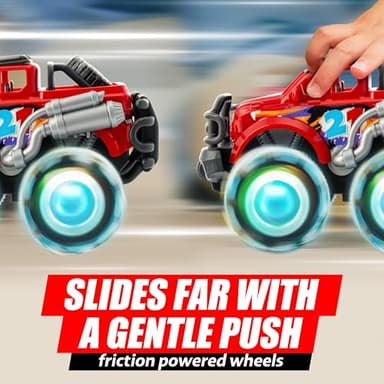 Vroomix 3Pack Monster Truck Toy - Toy Truck with Flashing LED Wheels - Light-Up Cars for Toddlers - Birthday Gift for Boys Girls - Friction-Powered - Image 3