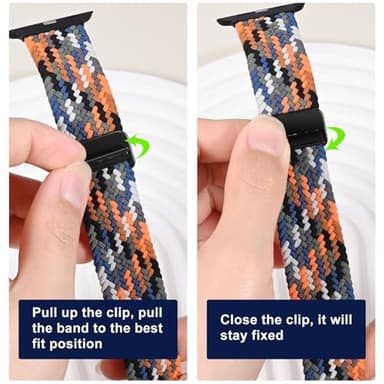 OMECKY Magnetic Braided Loop Band Compatible with Apple Watch Series 11 10 42mm 9 8 7 6 5 4 40mm 41mm for Women Men, Stretchy Nylon Elastic Sport Strap for iWatch SE 1/2/3, Charcoal - Image 2