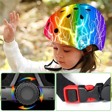 JeeFree Adjustable Gradient Color Skateboard Helmet for 3-5-8-14+Ages【Toddler Kids Youth Adult】 Girls Boys Woman.Bike Helmet for Multi-Sports Cycling Bicycle Scooter Inline Roller Skate Rollerblading - Image 4