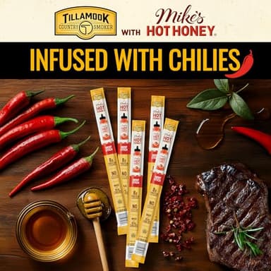 Tillamook Country Smoker Beef Sticks, Mike's Hot Honey, 1 Ounce (8 Sticks) Real Hardwood Smoked Sausages, Low Carb, High Protein, Individually Wrapped, Ready to Eat Sweet & Spicy Snack - Image 4
