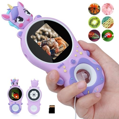 TINYLENS Unicorn Microscope for Kids – Portable Digital Magnifier with Photo & Video, STEM Toy Gift for Girls & Boys Age 3-8, Educational Science Kit (Violet)