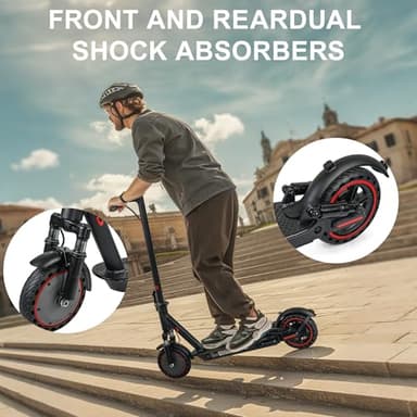 Adults Electric Scooter ，8.5"/10" Tires, 19/22Mph, 350W/500W Motor, 21-28 Miles Range, Folding E-Scooter with Dual Suspension and Braking System with App Control (W4Pro-10.4Ah-22Miles) - Image 6