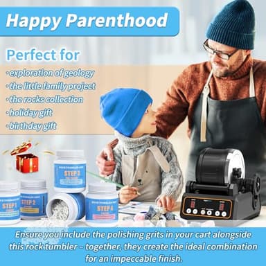 Rock Tumbler Kit, K1 Professional Large 2.5LB Capacity Edition - Memory Function, Digital Timer & Variable Speeds: Create Stunning Gems Full Accessories Included - Image 7