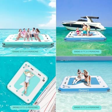 FBSPORT Inflatable Floating Dock, Inflatable Air Dock Platform Floating Island Raft with Non-Slip Surface, Inflatable Water Floating Dock Mat for Lake Pool Beach Ocean, 5x6x0.5 ft, Green - Image 4