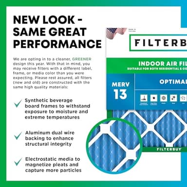 Filterbuy 20x20x1 Air Filter MERV 13 (MPR 1900) Health Defense Replacement (4-Pack), Electrostatic Pleated HVAC AC Furnace Filters, Made in USA (Actual Size: 19.50 x 19.50 x 0.75) - Image 3