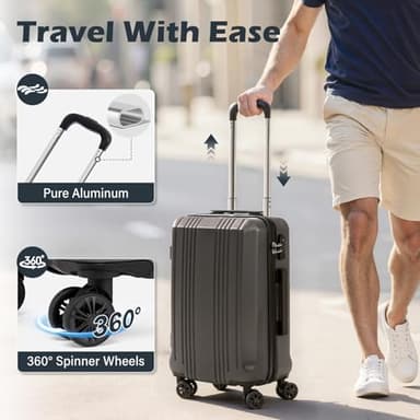 Coolife Luggage Suitcase PC+ABS with TSA Lock Spinner Carry on Hardshell Lightweight 20in 24in 28in(white, S(20in_carry on)) - Image 4