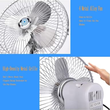 10-Inch Silver Cigarette Lighter Fan, Two-Speed Adjustment, 360-Degree Rotation Truck Fan, Clip-On Design 12 Volt, Perfect for Cars, Trucks, RVs and More(Cord Length 6.56FT) - Image 5
