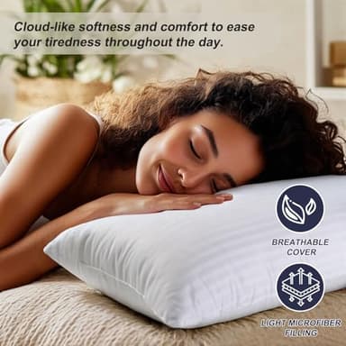 Favocama Bed Pillows Queen Size Set of 2 Hotel Collection Bed Pillow for Sleeping Queen Pillows 2 Pack for Back, Stomach or Side Sleepers Soft and Supportive Washable Pillows for Bedroom - Image 3