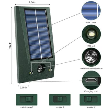 2 Pack Solar Ultrasonic Animal Repeller, Deer Repellent Devices Drive Away Foxes, Waterproof Flashing Lights Hanging Ultrasonic Deterrent for Wolves, Raccoons, Squirrel, Rats, Dog, Shunk - Image 2