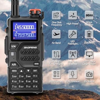 BAOFENG Radio Ham Radio Handheld K5Plus 10W Long Range Rechargeable NOAA Weather Receiver 5RM UV32 Tactical Two Way Radio Walkie Talkie for Adults with USB-C Charging for Hunting Survival Gear,2Pack - Image 6
