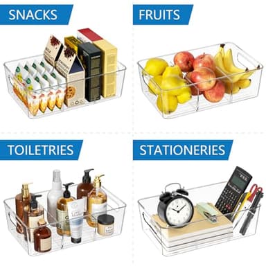 Mpotmiy 6 Pack Pantry Organizers and Storage,Clear Plastic Containers with 2 Dividers for Kitchen,Fridge Organization and Storage,Acrylic Bins for Pounches,Spice Packet,Snack organzier - Image 5