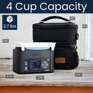 LunchEAZE Pro Cordless Heated Lunchbox – Battery-Powered, 4-Cup Capacity, 220°F Max, Automatic Scheduled Heating, Insulated Bag Included for Hot Meals Anywhere - Image 4