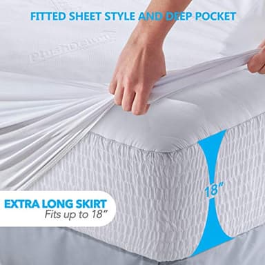 PlushDeluxe Premium Bamboo Mattress Protector – King Size, Waterproof, & Ultra Soft Breathable Noiseless Washable Bed Mattress Cover for Comfort & Protection - White - Image 4