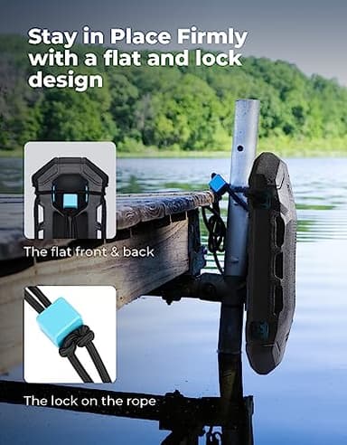 KEMIMOTO Boat Fenders, Boat Bumpers for Docking with Lope, Upgraded Boat Bumpers, Boat Fender for Docking for Pontoon, Jon Boat, Black, 2 PC - Image 4