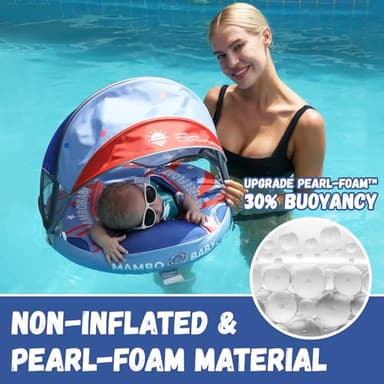 GENTEACO Mambo Baby Pool Float with Removable Canopy 3-24 Months Baby Float Soft Waterproof Infant Swim Float Add Tail Avoid Flip Skin-Friendly Material Swim Trainer for Toddler Boys Girls Girls - Image 2