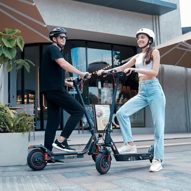 iScooter Adults Electric Scooter, 28 MPH Max Speed, 37 Miles Long Range, Foldable E-Scooter with 10" Tires, Dual Suspension, Turn Signals & Dual Brakes, Smart App - Image 7