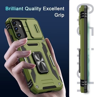 DEERLAMN Case for Samsung Galaxy S25+ Plus 6.7-Inch with Slide Camera Cover+Screen Protector(1 Pack), Rotated Ring Kickstand Military Grade Shockproof Protective Cover-Olive Green - Image 8