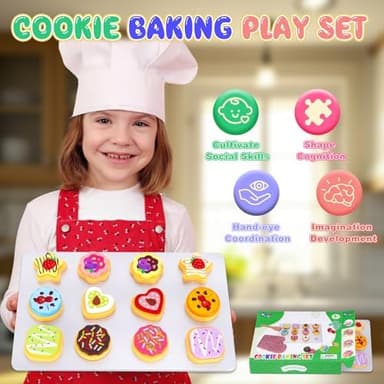 Slice and Bake Wooden Cookie Play Food Set for Kids Kitchen - Toy Food Accessories - Kids Pretend Cookies and Baking Sheet, Toy Baking Set for 3+ Year Old Boys Girls Birthday Gifts - Image 5